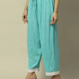 rangriti Women Straight Fit Palazzos with Lace Hem-picture-24