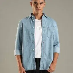 tommy hilfiger Regular Fit Denim Shirt with Patch Pocket-picture-46
