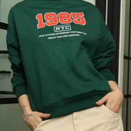 Shein Drop Shoulder Numeric Chest Print Crew Sweatshirt image 1