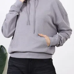 Shein Medium Length Drop Shoulder Hoodie with Pocket image 1