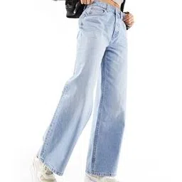 asos design Women Petite Light-Wash Wide-Leg Jeans-picture-28