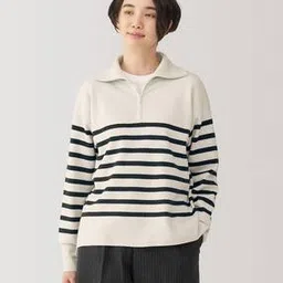 muji Washable Milano Rib Half-Zip Sweater-picture-41