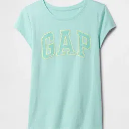 gap kids Girls Brand Print Relaxed Fit Cotton Round-Neck T-Shirt image 1