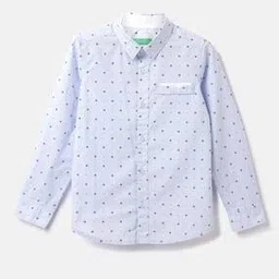 Geometric Print Shirt with Spread Collar-image-32
