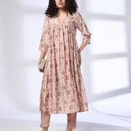 avaasa set Women Floral Print A-Line Kurta & Pants Set-picture-12