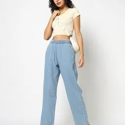 Women Mid-Wash Straight Loose Fit Jeans-image-8