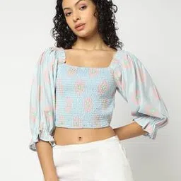 yousta Women Printed Smocked Top-picture-47