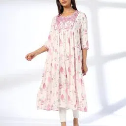 Women Printed Flared Kurta-image-75