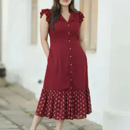 shinisha Women Printed Fit & Flare Dress with Insert Pockets image 1