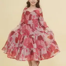 bitiya by bhama Girls Floral Print Fit & Flare Dress-picture-43