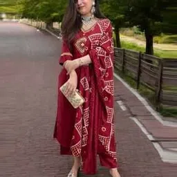 18india Women Embellished & Embroidery Straight Kurta Suit Set-picture-40