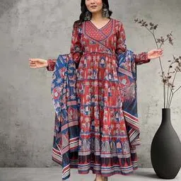 nyrika Women Floral Print Angrakha Kurta Suit Set-picture-27