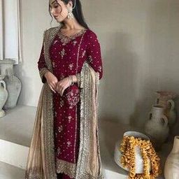 svaraa Women Embroidered Straight Kurta Suit Set-picture-3