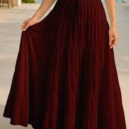 moomaya Women Tiered Skirt with Drawstring waist-picture-15