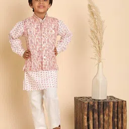 pro-ethic(style developer) Boys Printed Kurta Pyjama & Jackets Set image 1