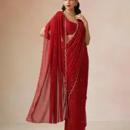 truebrowns Women Embroidered Saree with Scalloped Border-picture-39