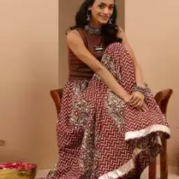 janasya Floral Flared Skirt-picture-24