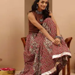 janasya Floral Flared Skirt image 1