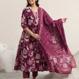 r r brothers Women Floral Print Anarkali Kurta Suit Set-picture-40
