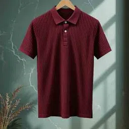 Men Ribbed Regular Fit Polo T-Shirt-image-71