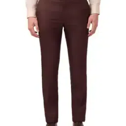 raymond Men Slim Fit Flat-Front Trousers with Insert Pockets-picture-50