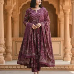 pitris Women Floral Print Anarkali Kurta with Pants & Dupatta Set  image 1