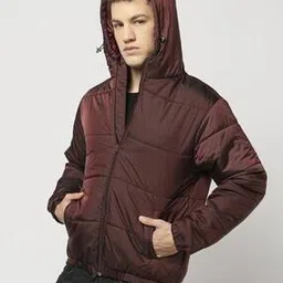 Men Regular Fit Hooded Puffer Jacket-image-5