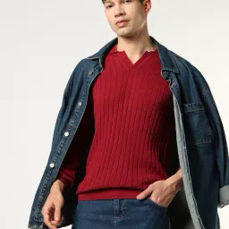 buda jeans co Men Collar-Neck Stylised Fit Sweater image 1