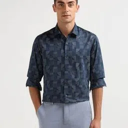 arrow Men Geometric Print Slim Fit Cotton Shirt-picture-23