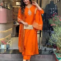 nyrika Women Embroidered Straight Kurta Suit Set-picture-53