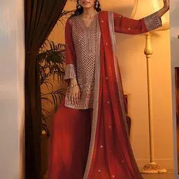 libas art Women Embroidered Straight Kurta Suit Set-picture-11