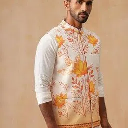 jompers Floral Printed Silk Blend Nehru Jacket-picture-51