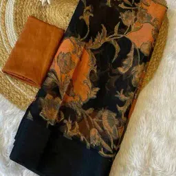 nyrika Women Regular Printed Brasso Party Wear Saree image 1