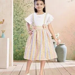 aarika girls ethnic Girls Checks Fit and Flare Dress-picture-22