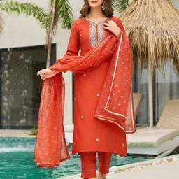 nyrika Women Embroidered Straight Kurta Suit Set-picture-29