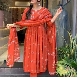 anni designer Women Floral Print Anarkali Kurta Set-picture-26