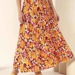 zwerlon x ag Women Floral Print Pleated A-Line Skirt-picture-48