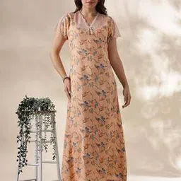 9shines label Women Floral Print Nightie with Lace Detail-picture-21