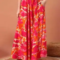 otabu Women Abstract Flared Skirt-picture-41