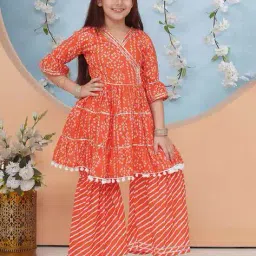 fabflee x ag Girls Bandhani Print Angrakha Kurta Set image 1