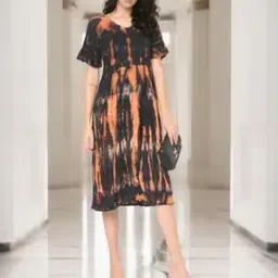 sakura Ombre-Dyed V-neck Fit & Flare Dress-picture-30