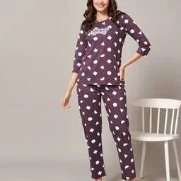 quira Women Geometric Print T-Shirt & Pyjamas Set-picture-46