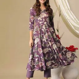 kiana house of fashion Women Floral Print Anarkali Kurta Set-picture-42