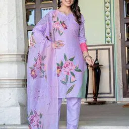 revangi Women Floral Print Straight Kurta Suit Set-picture-18
