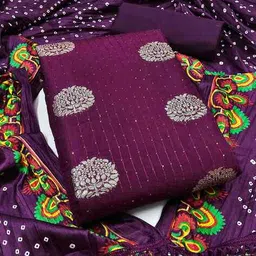 svaraa Women Embroidered 3-Piece Unstitched Dress Material image 1