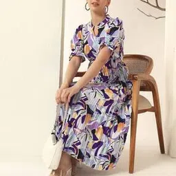 Women Printed Pleated A-Line Dress-image-28