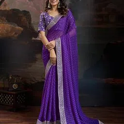 ri-wah Bandhani Print Sequins Georgette Embellished Saree -picture-14