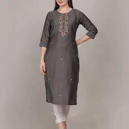 4u fashion Women Round-Neck Straight Kurta-picture-41