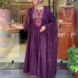 Women Embroidered Anarkali Kurta Suit Set-image-54