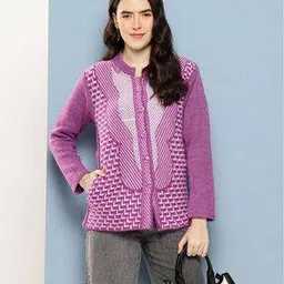 muhuratam Women Knitted Cardigan with Button Closure-picture-36